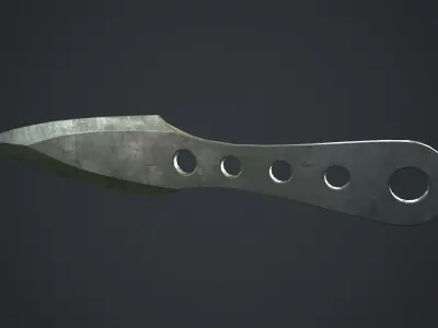 Steel Throwing Knife PBR Game Ready Low-poly 3D model