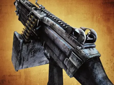 M249 Machine gun low poly Low-poly 3D model