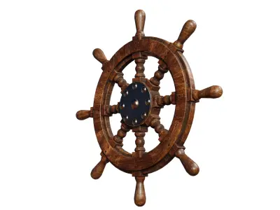 ship wheel Low-poly 3D model by chrismartinartist