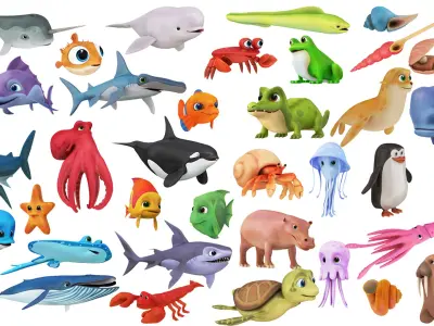  Mega Cartoon Sea Creatures 40 in 1 Collection 