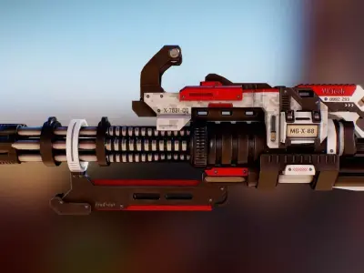 Futuristic Minigun Low-poly 3D model