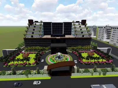 3d model of hotel all sources file revit sketchup  3D model