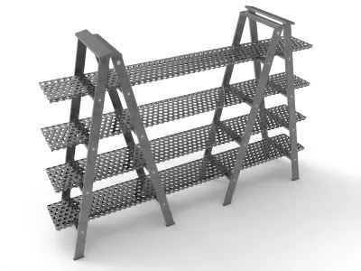 Shelving Aluminium Ladder Low-poly 3D model