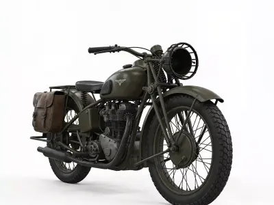 WWII Desert Military Motorcycle  Model Low-poly 3D model