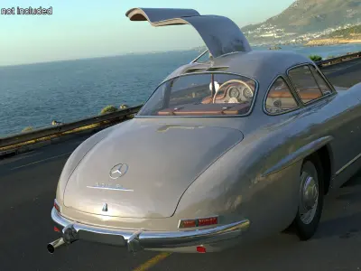 1955 Mercedes Benz 300SL Gullwing Rigged for Maya 3D model