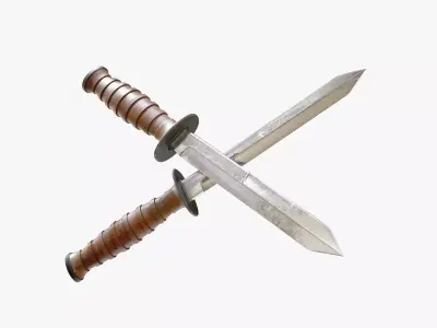 Knife two swords Low-poly 3D model