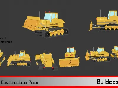 LowPoly Construction Vehicle Pack Low-poly 3D model
