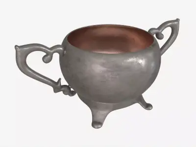 Old Metal Sugar Bowl 3D model