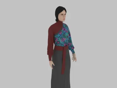 woman in asian clothes Low-poly 3D model buy
