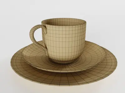 Antique Coffee Cup with Side Plate 3D model