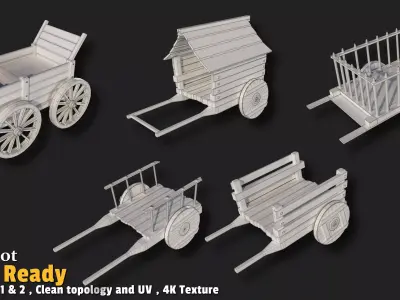 5 Chariot Game Ready VOL01 Low-poly 3D model