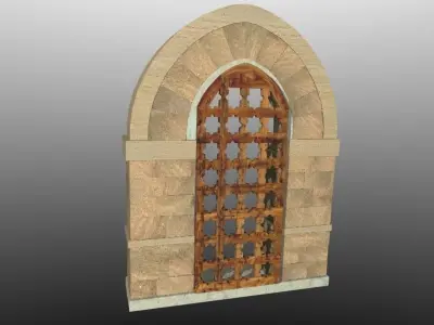 Medieval Lombard Style Portal no 2 Low-poly 3D model