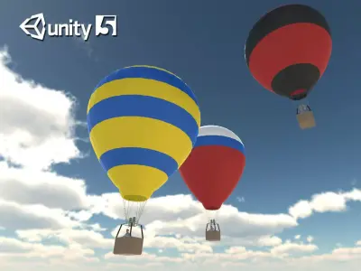 Hot Air Balloons  Low-poly 3D model