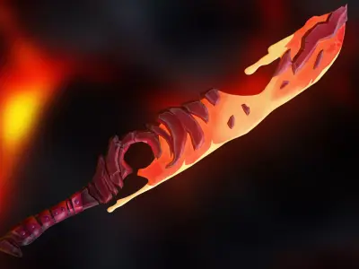 Stylized Lava Sword - Game Ready Asset Low-poly 3D model