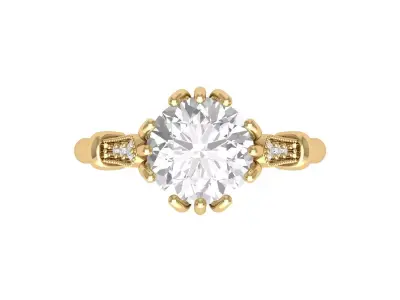 Solitaire Engagement Ring 3D print model 41