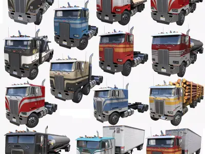 Cabover trucks 3D Model Pack