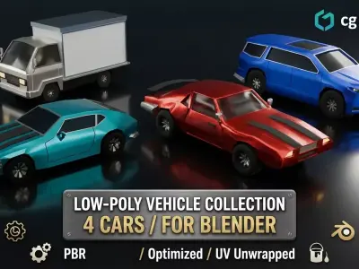  Low Poly 4-Vehicle Starter Pack