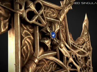 Divine Halberd Medieval dark fantasy weapon Low-poly 3D model