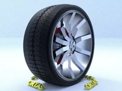 ORTAS CAR RIM 14 GAME READY RIM TIRE AND DISC 3D model