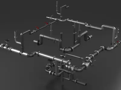 pipe pipes industrial low poly pipeline valve game ready 3D model by smallyueyue
