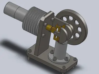 Horizontal Stirling Motor Free 3D model