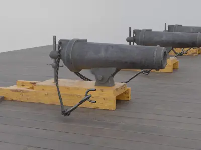 Cannon Low-poly 3D model 8