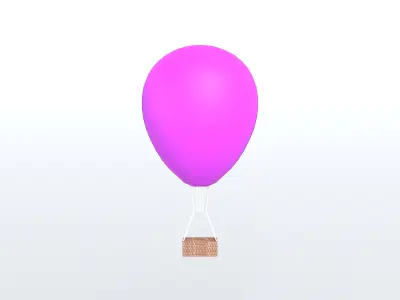 Hot Air Balloon v1 012 Low-poly 3D model