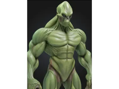 Alien Creature Organic Humanoid Monster for Sci-Fi Low-poly 3D model