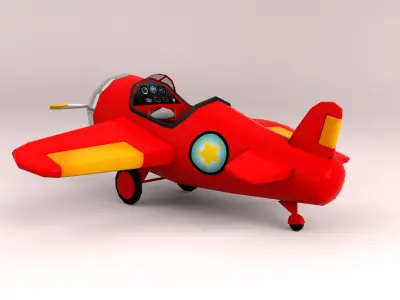 Rigged Cartoon Plane Low-poly 3D model