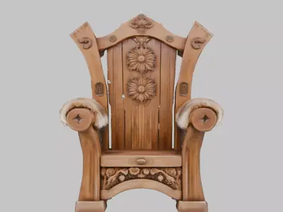Brown Rustic Viking Chair 3D Model Low-poly 3D model