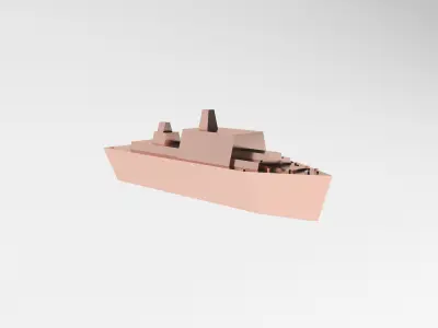 Cartoon Simple Warship v1 007 Low-poly 3D model