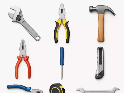 Workshop Garage Tools Pack  8 3D Models Low And High Poly Low-poly 3D model