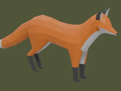 Stylized lowpoly FOX Low-poly 3D model