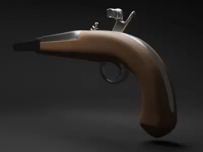 LOW POLY Flintlock Pistol  Low-poly 3D model