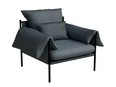 Blue Fabric Lounge Chair 3D model