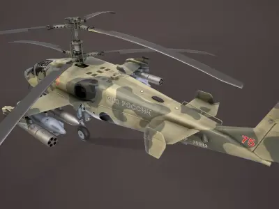 Kamov Ka-52 Alligator Camo Basic Animation Low-poly 3D model