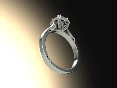 10024 halo diamond engagement ring 3D print model