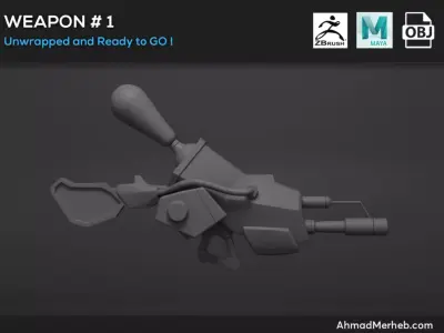 Stylized Rifle Weapon Asset 1 3D model