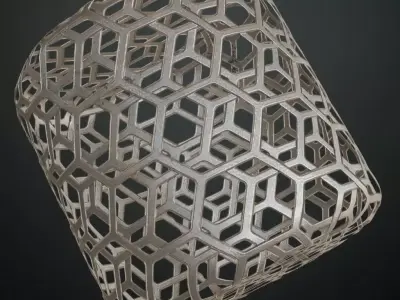 Hexagonal Wire Mesh Metal Plate PBR Seamless Texture