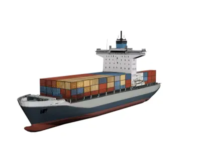 Generic Container Ship Low Poly Cargo Transport Vessel Low-poly 3D model
