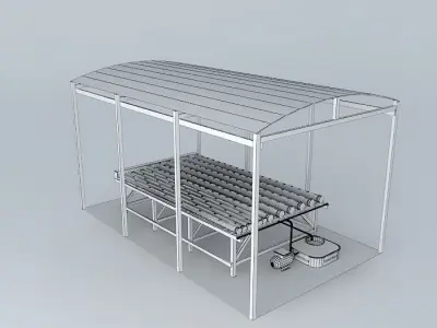 Hydroponics bench with PVC pipes 3D model