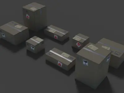 Carton Boxes Low-poly 3D model