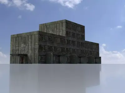Old military barrack version 1 ruin 10 Low-poly 3D model