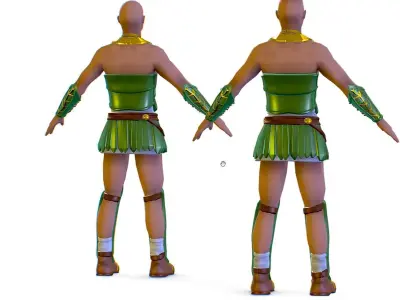 Men The Knight in Green Armore Low-poly 3D model