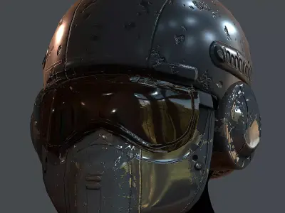 Gas mask helmet 3d model scifi Low-poly Low-poly 3D model Low-poly 3D model 9