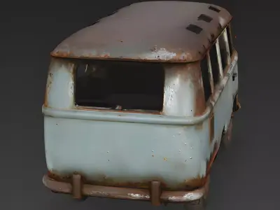 Junked Scrap Microbus 3D Model 3D Model Low-poly 3D model
