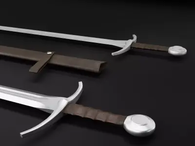 Medieval Sword 02 low poly plus old texture and sheath UE Low-poly 3D model