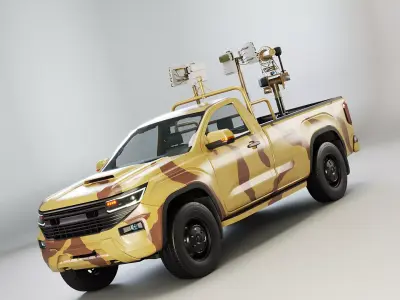 Anti Drone Pickup Truck Desert Camo 3D model