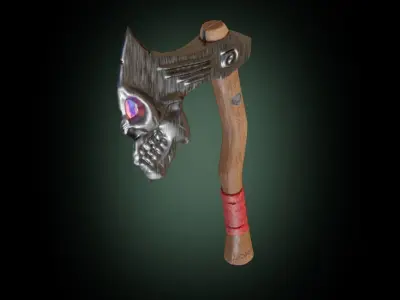 Stylized skull axe PBR low-poly game ready Low-poly 3D model