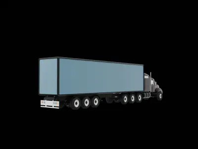 truck with trailer Low-poly 3D model